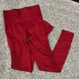 Curve and combat boots red leggings with booty scrunch